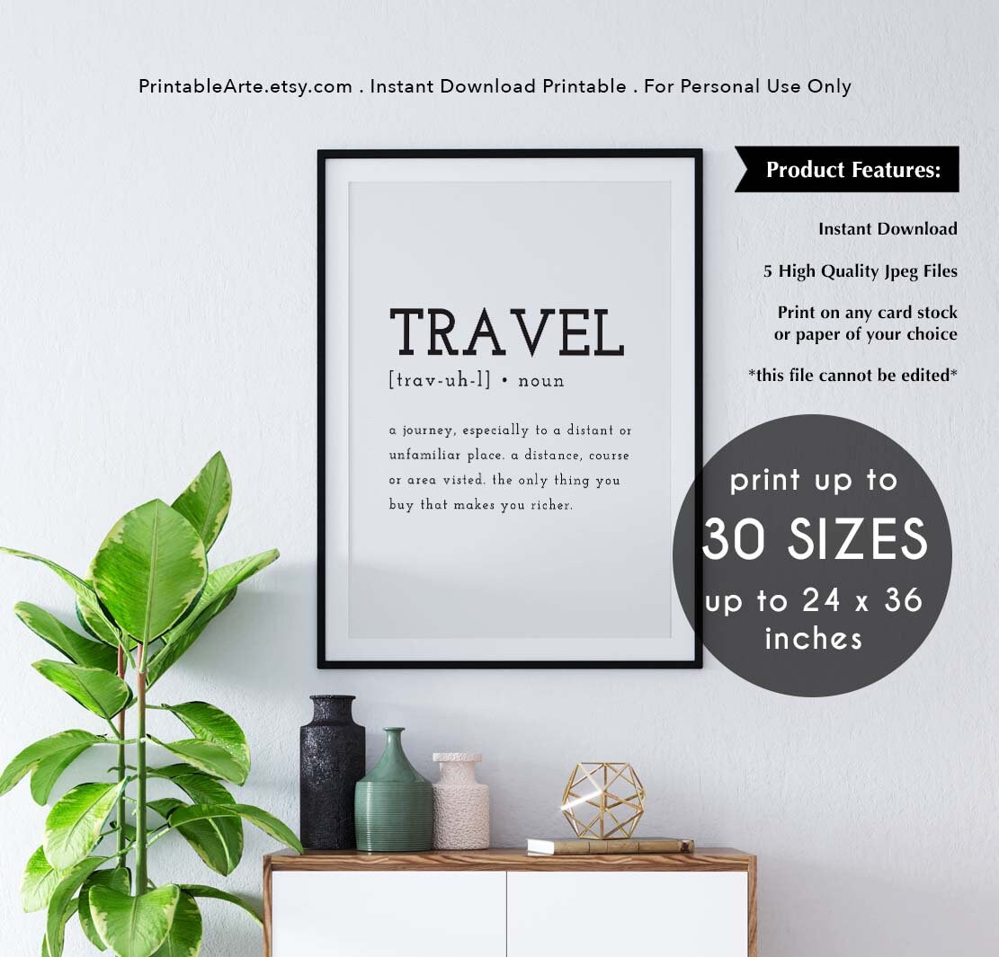 Travel Definition Travel Print Travel Poster Travel Quote Etsy