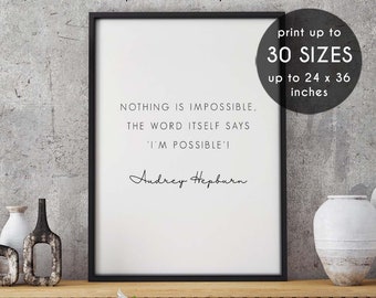 Nothing is impossible, I'm possible, typography print, wall art, printable art, gift for her, home decor, instant download, 46IQ