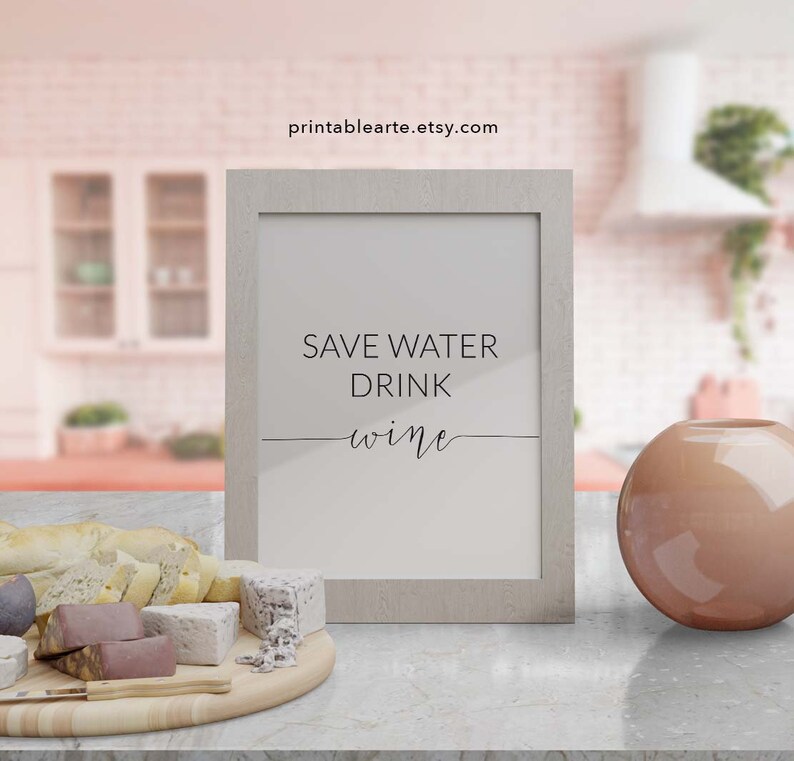 Save Water Drink Wine Wall Decor Dining Room Decor Home Etsy