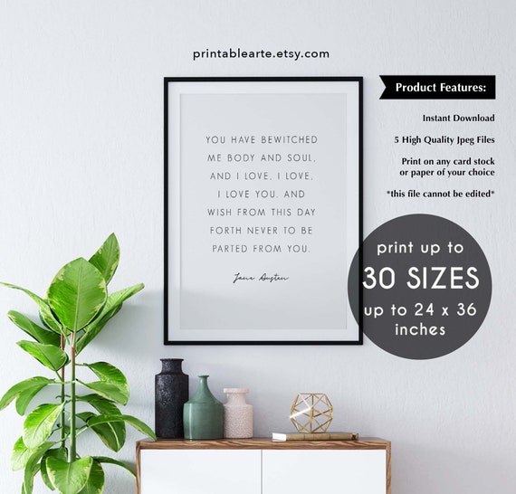 Vous Mavez Ensorcele Corps Et Ame Jane Austen Citation Etsy Canada