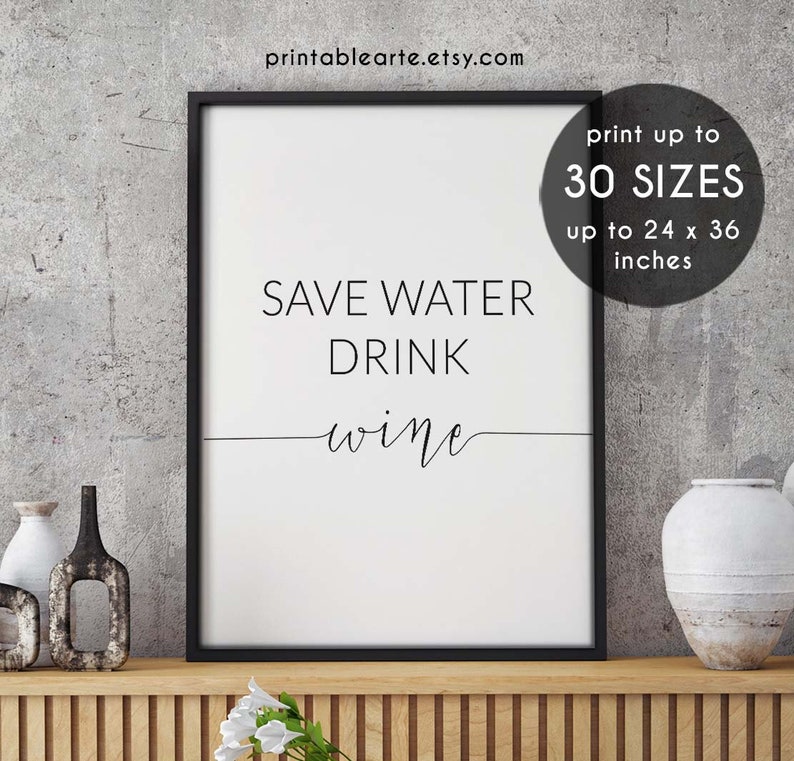 Save Water Drink Wine Wall Decor Dining Room Decor Home Etsy