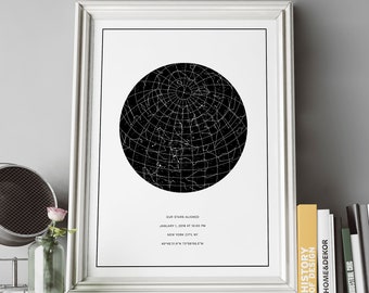 Custom Star Map, Constellation Chart, Map of the Night Sky, Custom Star Chart, Personalized Star Map, Constellation Map