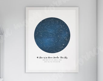 Custom Star Chart, Night Sky Print, Star Chart Print, Map Of The Night Sky, New Baby Gift, Personalized Baby Gift, New Mom Gifts