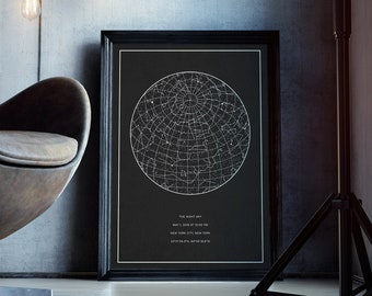 Custom Star Map, Constellation Chart, Map of the Night Sky, Custom Star Chart, Personalized Star Map, Constellation Map