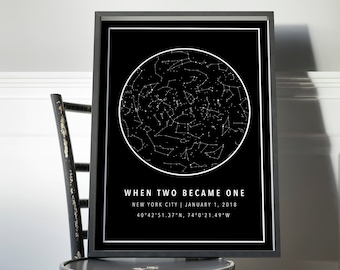 Star Map By Date, Custom Star Map, Constellation Map, Star Map Print, Night Sky Map, Custom Map Gift, Stars The Night We Met, Wedding Gifts