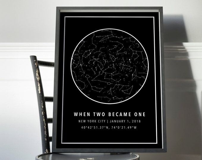 Star Map By Date, Custom Star Map, Constellation Map, Star Map Print, Night Sky Map, Custom Map Gift, Stars The Night We Met, Wedding Gifts