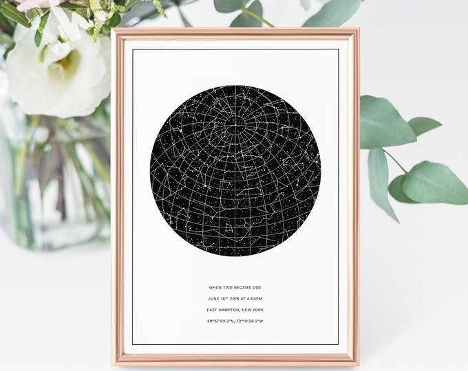 Custom Star Map, Constellation Chart, Map of the Night Sky, Custom Star Chart, Personalized Star Map, Constellation Map
