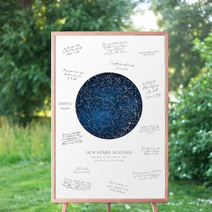 Livre d'or de mariage, décoration de mariage céleste, carte des étoiles personnalisée, diagramme de la constellation, carte du ciel nocturne, carte du ciel personnalisée