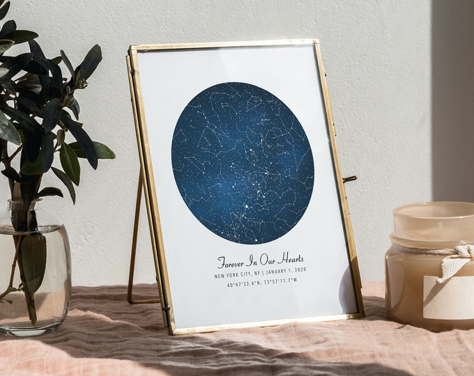 Bereavement Keepsake, Miscarriage Sympathy Gift, Pregnancy Loss Memorial Gift, Custom Star Map, Constellation Chart, Map of the Night Sky