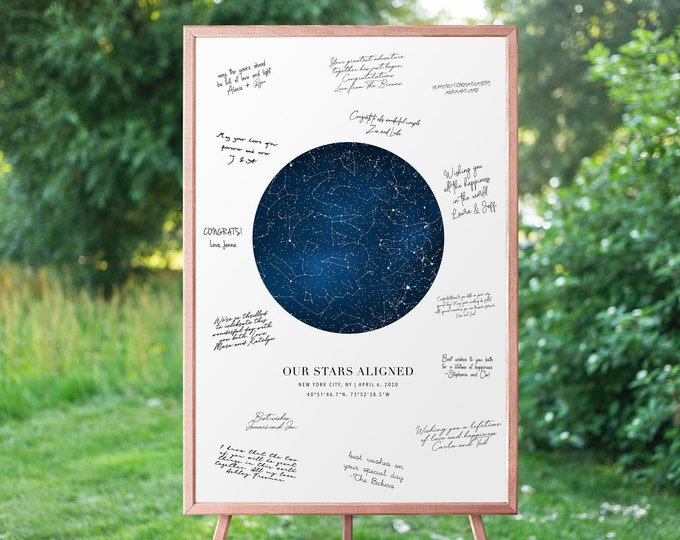 Wedding Guestbook, Celestial Wedding Decor, Custom Star Map, Constellation Chart, Map of the Night Sky, Personalized Star Chart