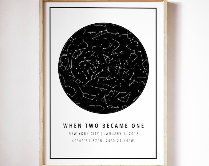 Star Map By Date, Custom Star Map, Constellation Map, Star Map Print, Night Sky Map, Custom Map Gift, Stars The Night We Met, Elegant Gifts