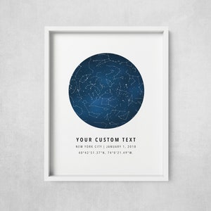 Star Map By Date, Custom Star Map, Constellation Map, Star Map Print, Night Sky Map, Custom Map Gift, Stars The Night We Met MULTI-BLUE