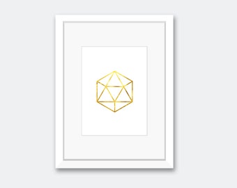 Gold Geometric Polyhedron - Digital Download, Nursery Decor, Minimalistic Decor, Print-At-Home Wall Art, Modern Decor, DIY Print