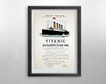Titanic Poster, Historical Art Print, Titanic Gift, Titanic Print, Titanic Artwork, Vintage Titanic Print, RMS Titanic