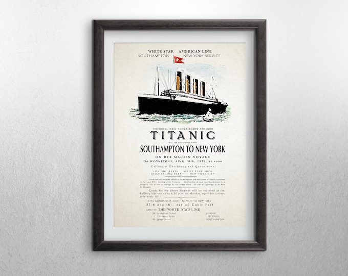 Titanic Poster, Historical Art Print, Titanic Gift, Titanic Print, Titanic Artwork, Vintage Titanic Print, RMS Titanic