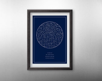 Custom Star Map Constellation Chart Map of the Night Sky, Custom Star Chart Personalized Star Map Constellation Map