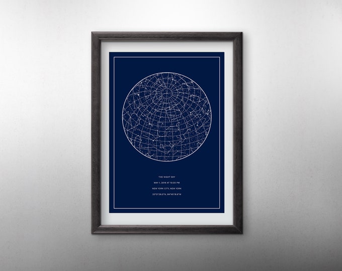 Custom Star Map Constellation Chart Map of the Night Sky, Custom Star Chart Personalized Star Map Constellation Map
