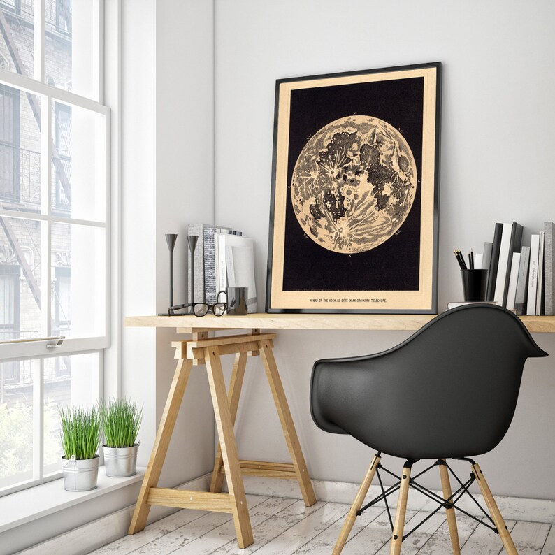 Lunar Moon Print Vintage Moon Poster Vintage Luna Print Solar System Art Moon Child Art Full Moon Poster Art