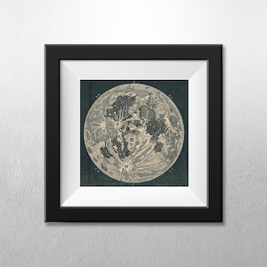 Lunar Luna impresión, Vintage Luna Cartel, Vintage Luna impresión, Arte del sistema solar, Luna niño arte, Luna llena Cartel Arte
