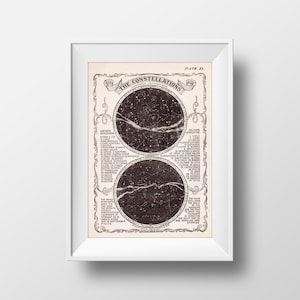 Vintage Star Chart, Astronomy Wall Art, Vintage Art Print, Star Map Vintage Print, Constellation Print, Astronomy Art Print
