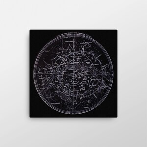 Canvas Wall Hanging - Vintage Star Chart - "Carte Du Ciel Visible Sur L'Horizon De Paris" (Map Of Heaven Visible On The Horizon In Paris)