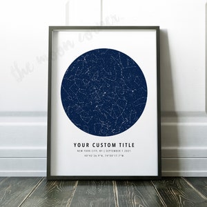 Star Map By Date, Custom Star Map, Constellation Map, Star Map Print, Night Sky Map, Custom Map Gift, Stars The Night We Met image 1