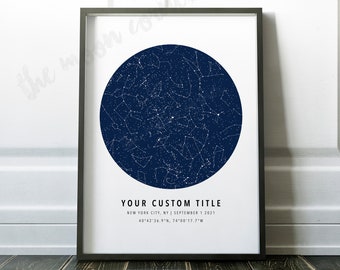 Star Map By Date, Custom Star Map, Constellation Map, Star Map Print, Night Sky Map, Custom Map Gift, Stars The Night We Met