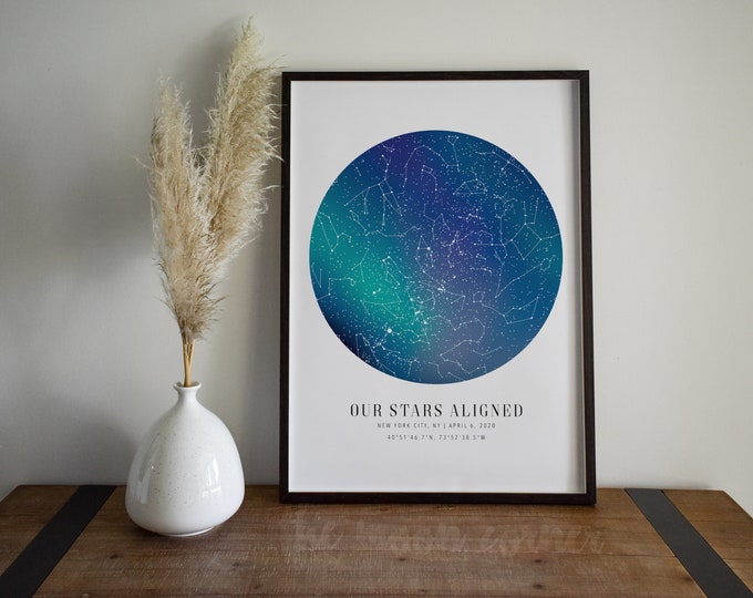 Star Map By Date, Custom Star Map, Constellation Map, Star Map Print, Night Sky Map, Custom Map Gift, Stars The Night We Met