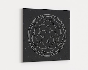 Canvas Wall Hanging - "Kiss of Venus" - Sacred Geometry, Planet Orbit, Venus, Astronomy Decor, Venus and Earth, Solar System Decor