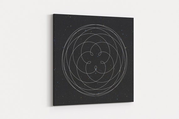 Canvas Wall Hanging - "Kiss of Venus" - Sacred Geometry, Planet Orbit, Venus, Astronomy Decor, Venus and Earth, Solar System Decor