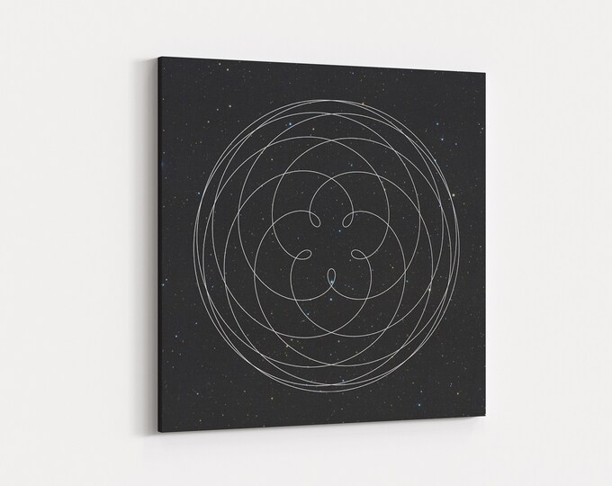 Canvas Wall Hanging - "Kiss of Venus" - Sacred Geometry, Planet Orbit, Venus, Astronomy Decor, Venus and Earth, Solar System Decor