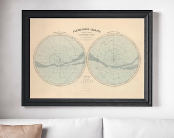 Vintage Star Chart, Astronomy Wall Art, Vintage Art Print, Star Map Vintage Print, Constellation Print, Astronomy Art Print