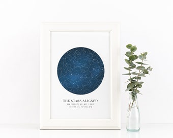 Star Map By Date, Custom Star Map, Constellation Map, Star Map Print, Night Sky Map, Custom Map Gift, Stars The Night We Met