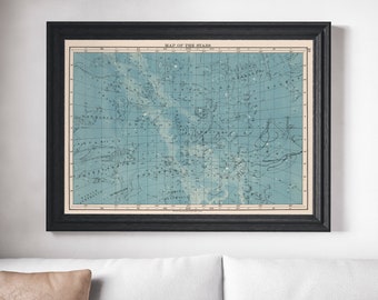 Vintage Star Chart, Astronomy Wall Art, Vintage Art Print, Star Map Vintage Print, Constellation Print, Astronomy Art Print