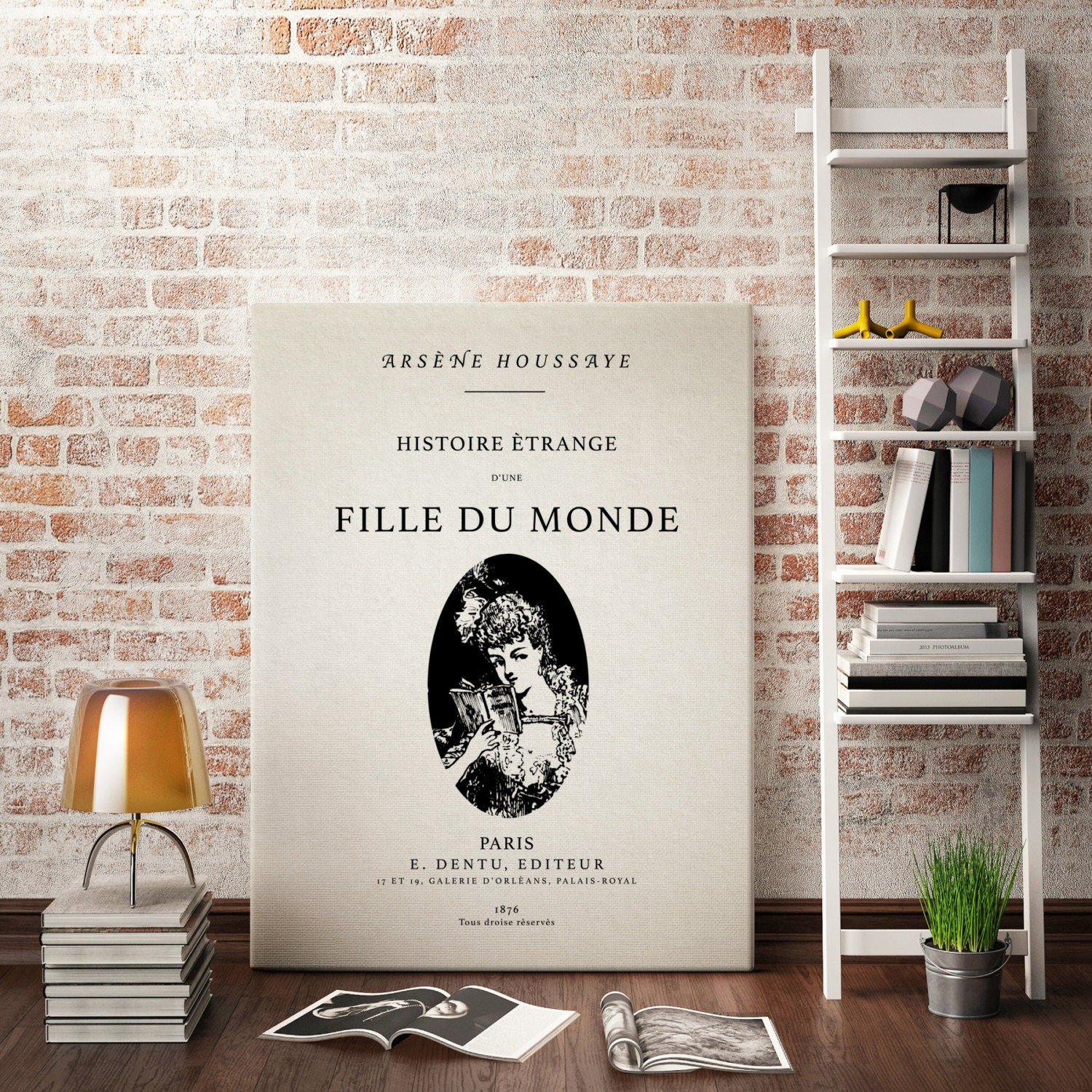 Canvas Wall Art - Vintage Book Cover - "Histoire Étrange d'Une Fille du Monde / The Strange History of a Girl in the World" - French Decor