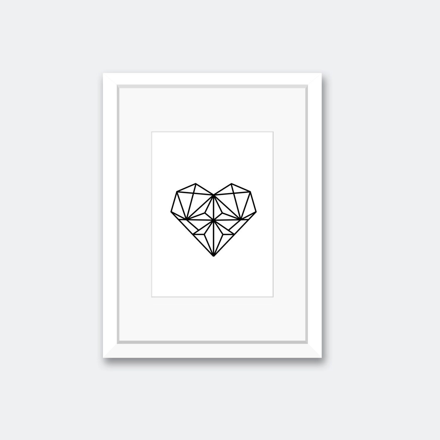 Black Geometric Heart Digital Download Nursery Decor | Etsy