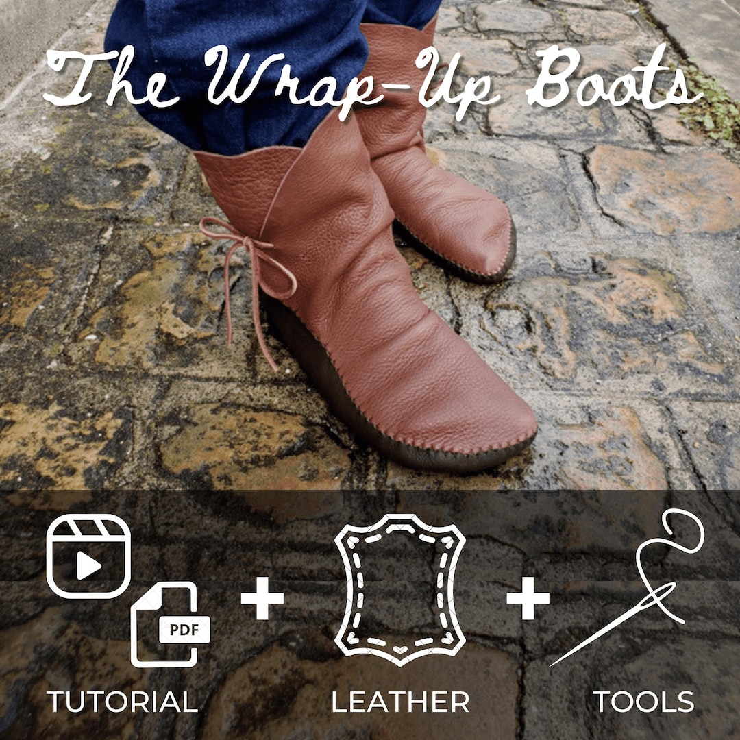 Leather Wrap-up Boots DIY Kit – Moccasin Tutorial, Tools (video & PDF ...