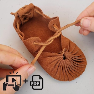 DIY &#39;&#39;Sun Sandals for Kids&#39;&#39; Video & PDF Tutorial + Patterns / Handmade Barefoot Sandals Puckered Toes/ Soft-Sole Leather Shoes