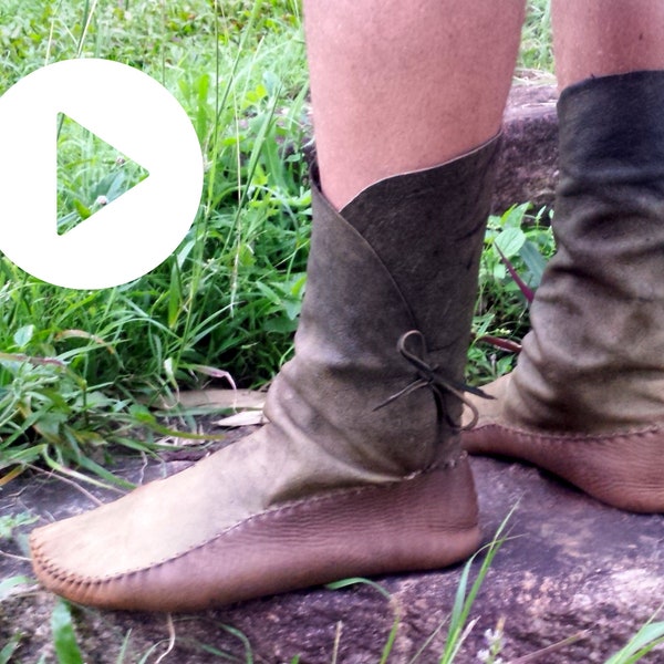 DIY "Wrap-up" Boots, Moccasins VIDEO & PDF Tutorials+Patterns / Handmade Barefoot Shoes / Soft-Soled Leather Boots / Minimalist Shoemaking