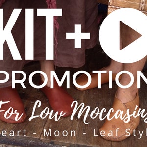 Video Tutorial + KIT For Leather Moccasin Making (choose from Heart, Moon or Leaf style) / DIY Barefoot Handmade Unisex Minimalist Shoes