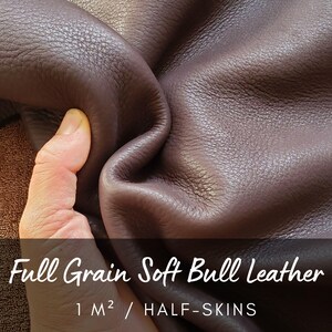Half Bull Skin for Moccasin Making 2 - 2.5 m2 or 20-24 square feet  / Soft Full Grain Aniline Leather 5oz - 2mm / Water and Stain Resistant