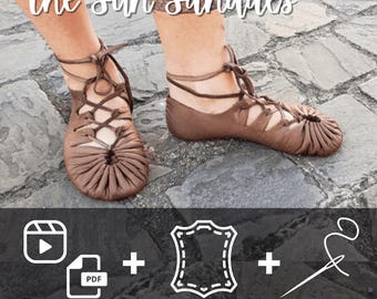 DIY KIT For Moccasin Making + Tutorial Promotion : Suede Leather & Tools /  for Sun Sandals and Low Moccasins / Soft-sole Leather Shoes