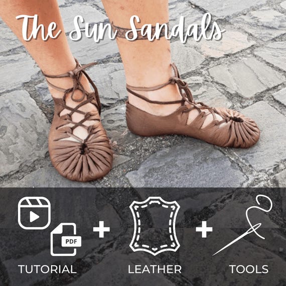 DIY KIT For Moccasin Making + Tutorial Promotion : Suede Leather & Tools /  for Sun Sandals and Low Moccasins / Soft-sole Leather Shoes