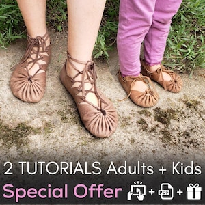 DIY ''Sun Sandals for Kids + Adults '' 2 PDF & Video Tutorials + Patterns / DIY Barefoot Leather Sandals / Custom-Fitted Leather Shoes