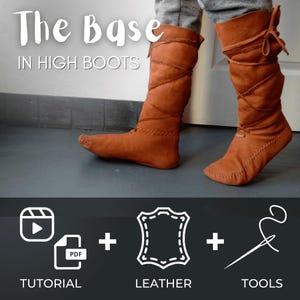 High Boot Kit + &quot;The Base&quot; Extensive - Make your own Patterns for Moccasins in 10+ Different Styles - DIY Boots Fringes / Laces / Buttons