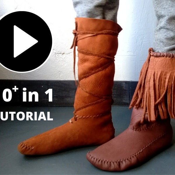 Extensive Video Course : "The Base" - Make your own Patterns for Moccasins and Boots in 10+ Different Styles - DIY Barefoot Leather Shoes