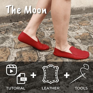 DIY Leather Kit for The Moon Moccasins: Video Tutorial & Patterns, DIY Leather Barefoot Shoes