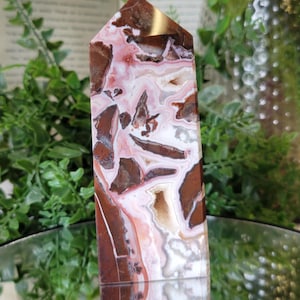 Red Pink Mexican Crazy Lace Agate Tower: Unique Crystal