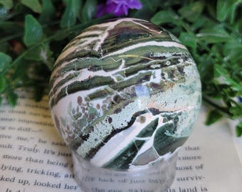 58mm green Striped Zebra Jasper Sphere Orb Crystal ball