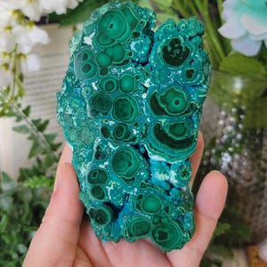 Stunning Vibrant Blue Green Malachite Chrysocolla Slab Self Standing